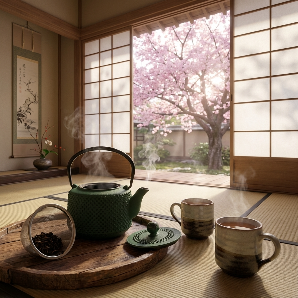 Cast-Iron Hobnail TeaPot - Traditional Japanese Tetsubin (Tetsu-Kyusu) Green Arare Patterned TeaPot 900ml