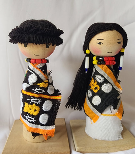 Ikali - Little Naga - Chakhesang Couple - Wooden Doll Pair
