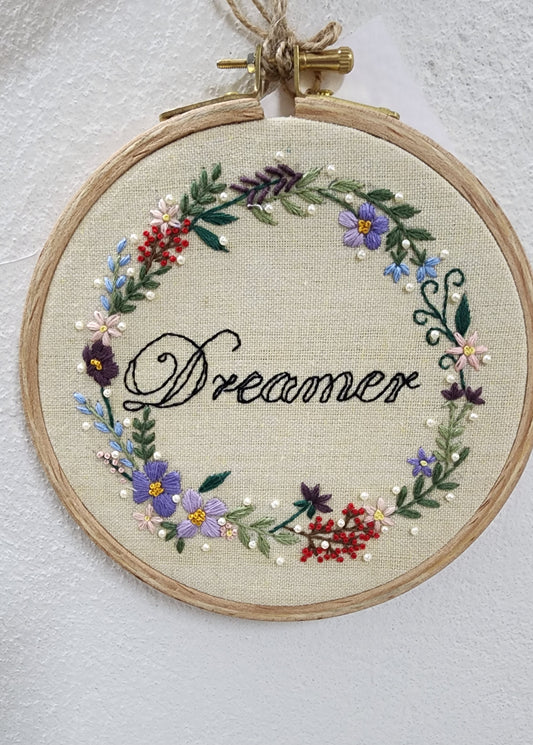 Ikali - Dreamer - Hand-embroidered Wall-hanging Hoop