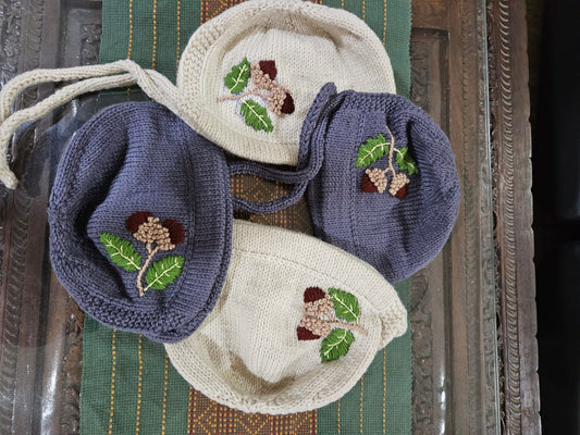 Handknit & Hand-embroidered Merino Wool Unisex Super Soft Premium Baby Bonnet