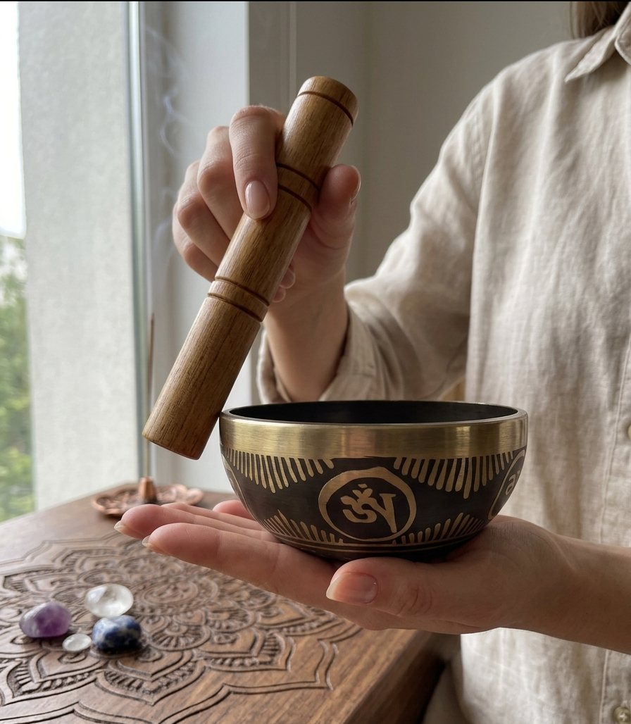 Singing Bowl - Bronze Bowl (4.5 inch) with Wooden Mallet