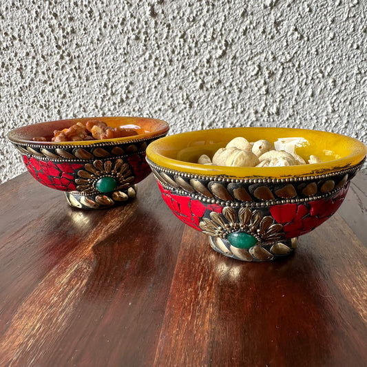 Buddhist Offering Bowls - Set of 2 Decorative Bowls
