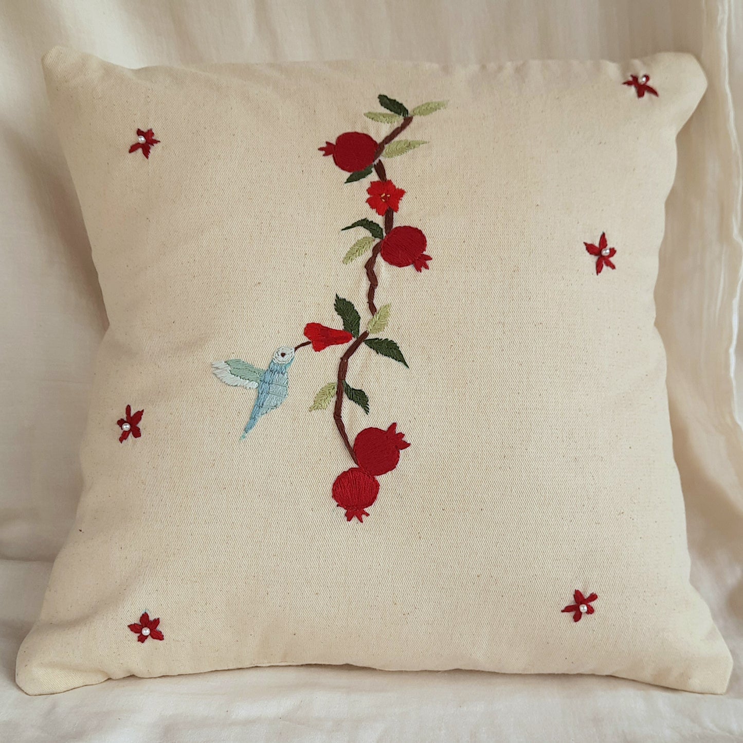 Studio VilaSita - Pomegranate - Embroidered Cushion Cover (Set of 1)