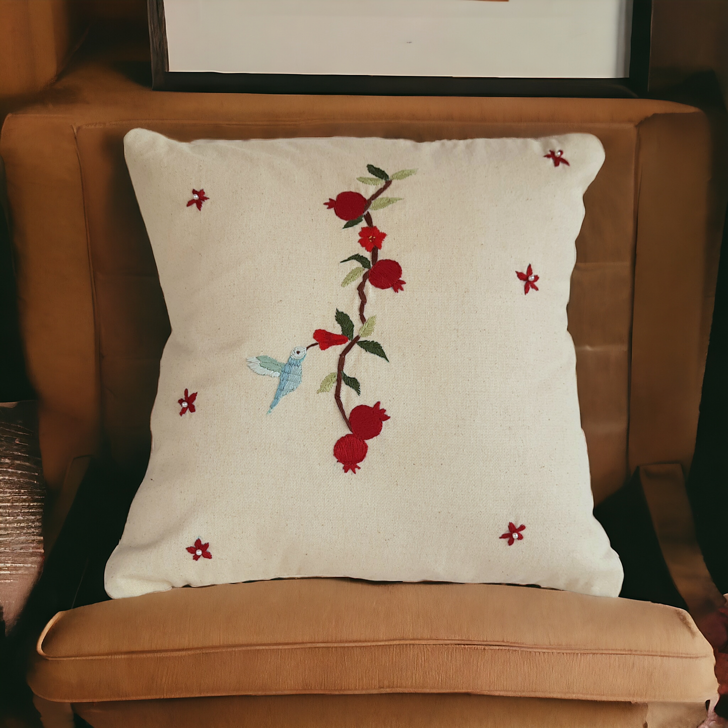 Studio VilaSita - Pomegranate - Embroidered Cushion Cover (Set of 1)