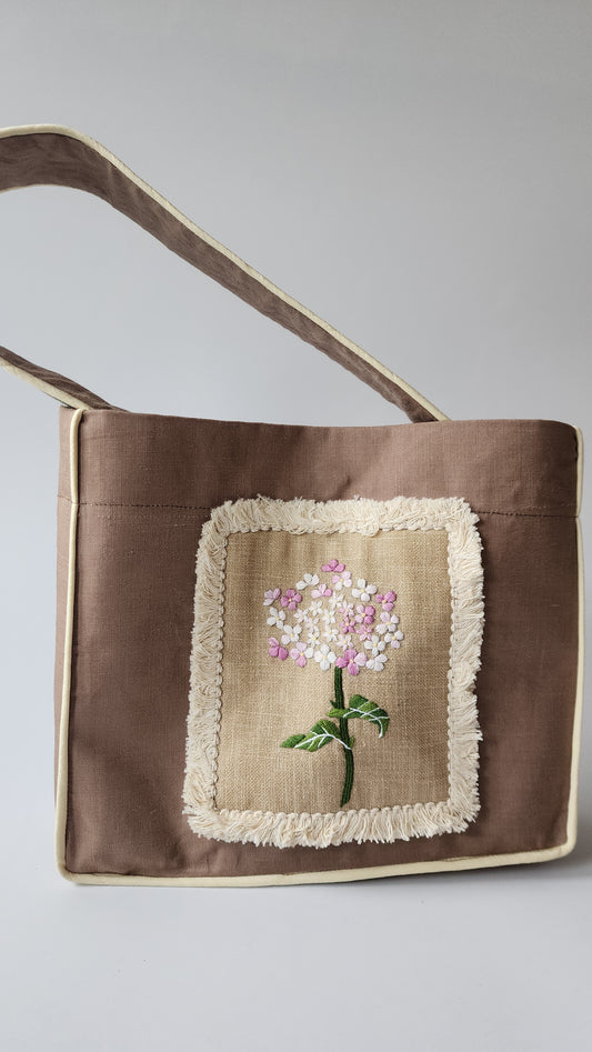 Ikali - Purple Hydrangea - Hand-embroidered Kumstu bo Bag