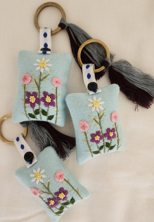 Ikali - Floral - Hand-embroidered Keychain