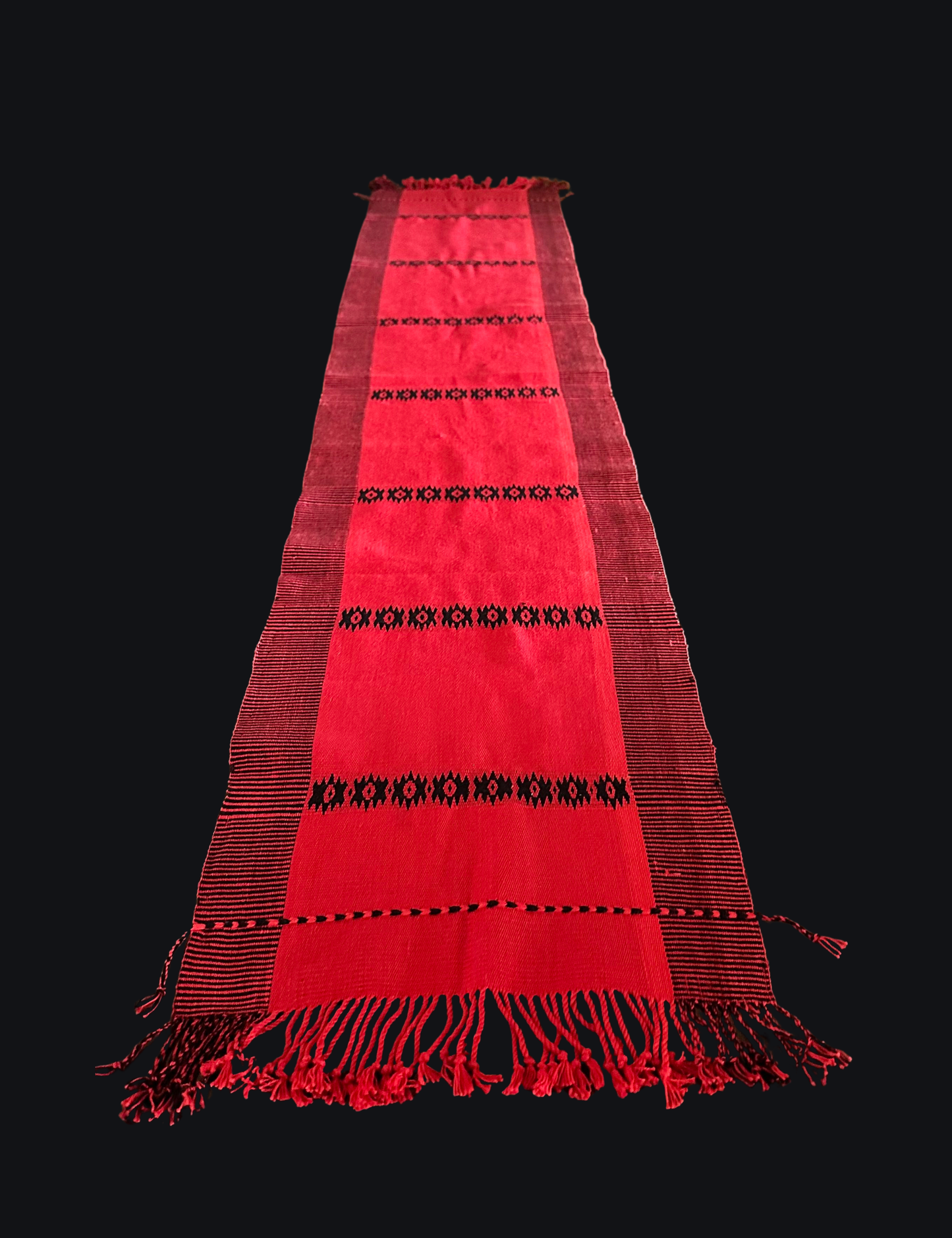 Chizami Weaves - Loin Loom Handwoven Table Runner in Red & Black