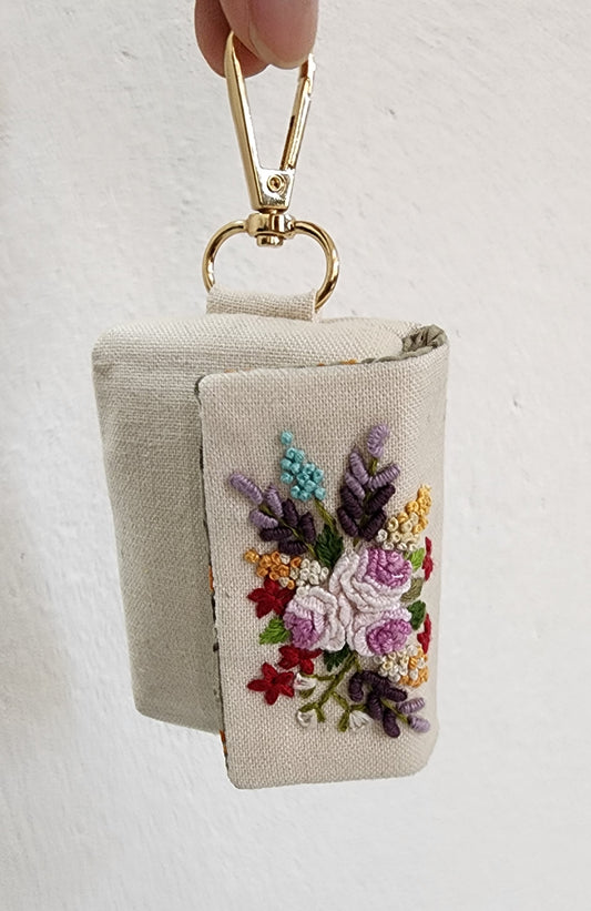 Ikali - Roses - Hand-embroidered Earpod Pouch