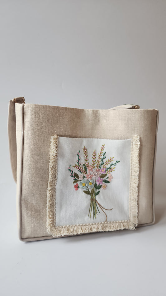 Ikali - Spring Bouquet - Hand-embroidered Kumstu bo Bag