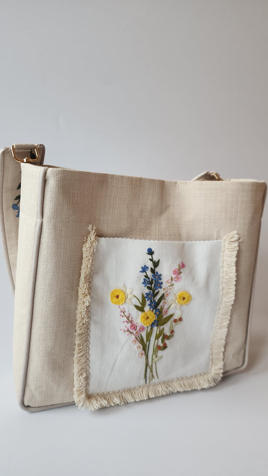 Ikali - Spring M Bouquet - Hand-embroidered Kumstu bo Bag