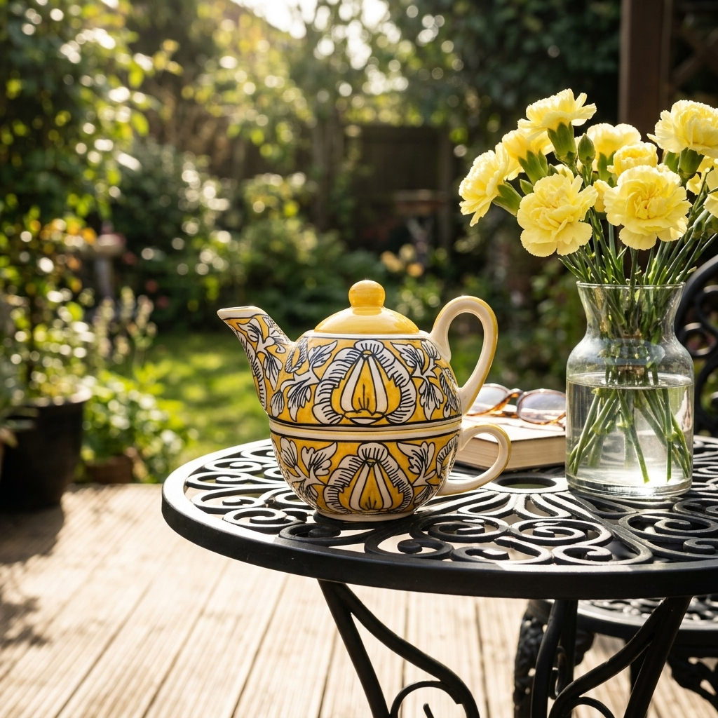 Teapot and Cup -SunlitYellow -  A Complete Solo TeaSet