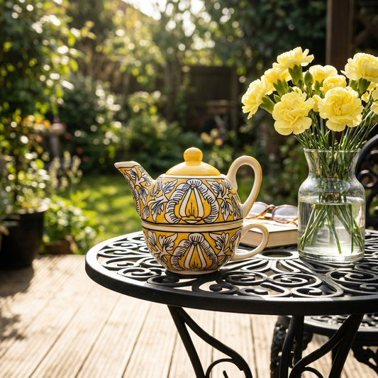 Teapot and Cup -SunlitYellow -  A Complete Solo TeaSet