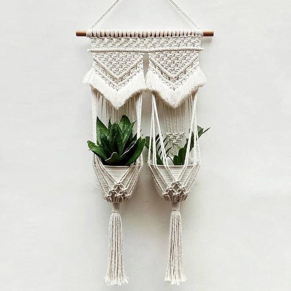 Macrame Wall Hanging Double Plant Holder