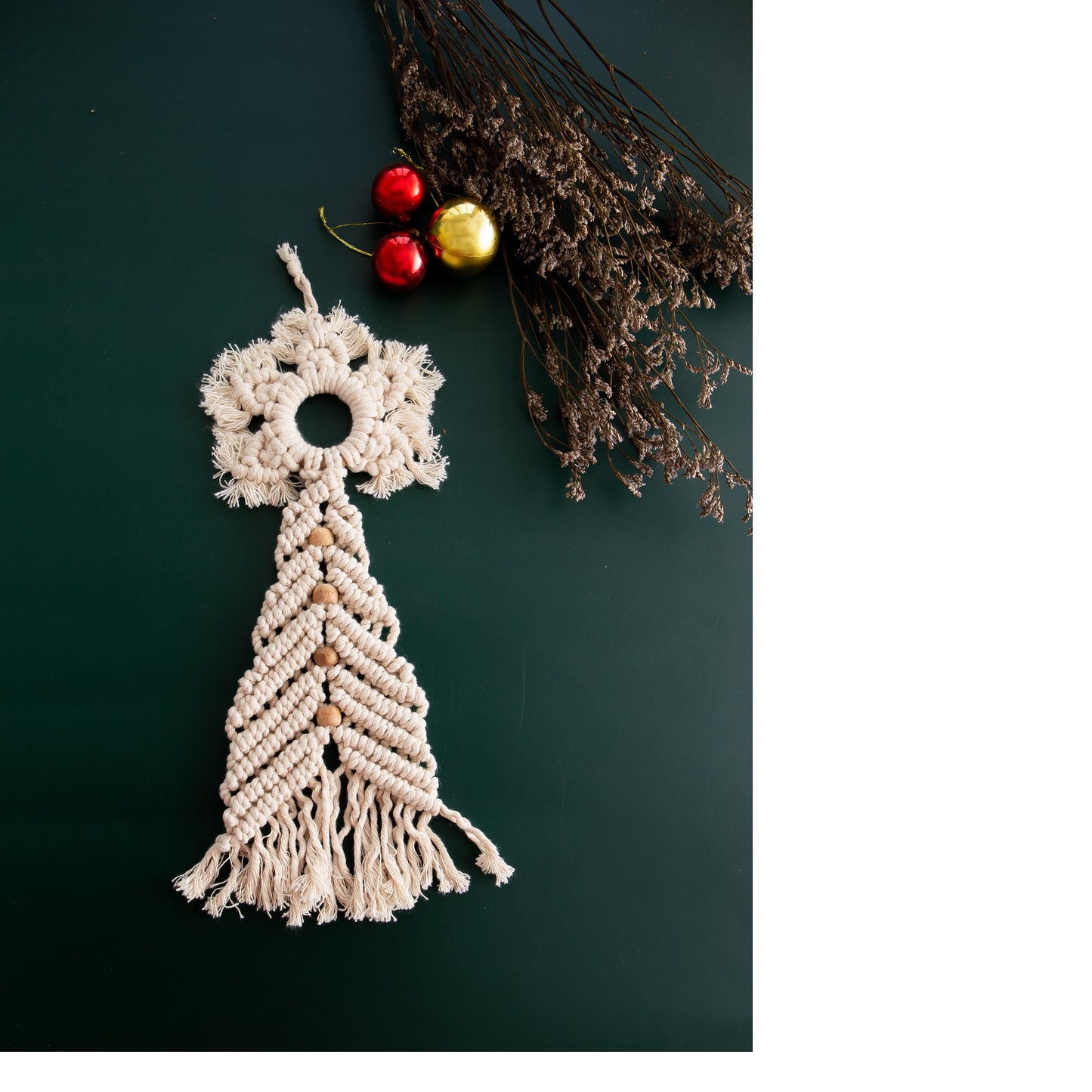 Christmas Tree Ornament in Macrame - Tree Topper Star (White)