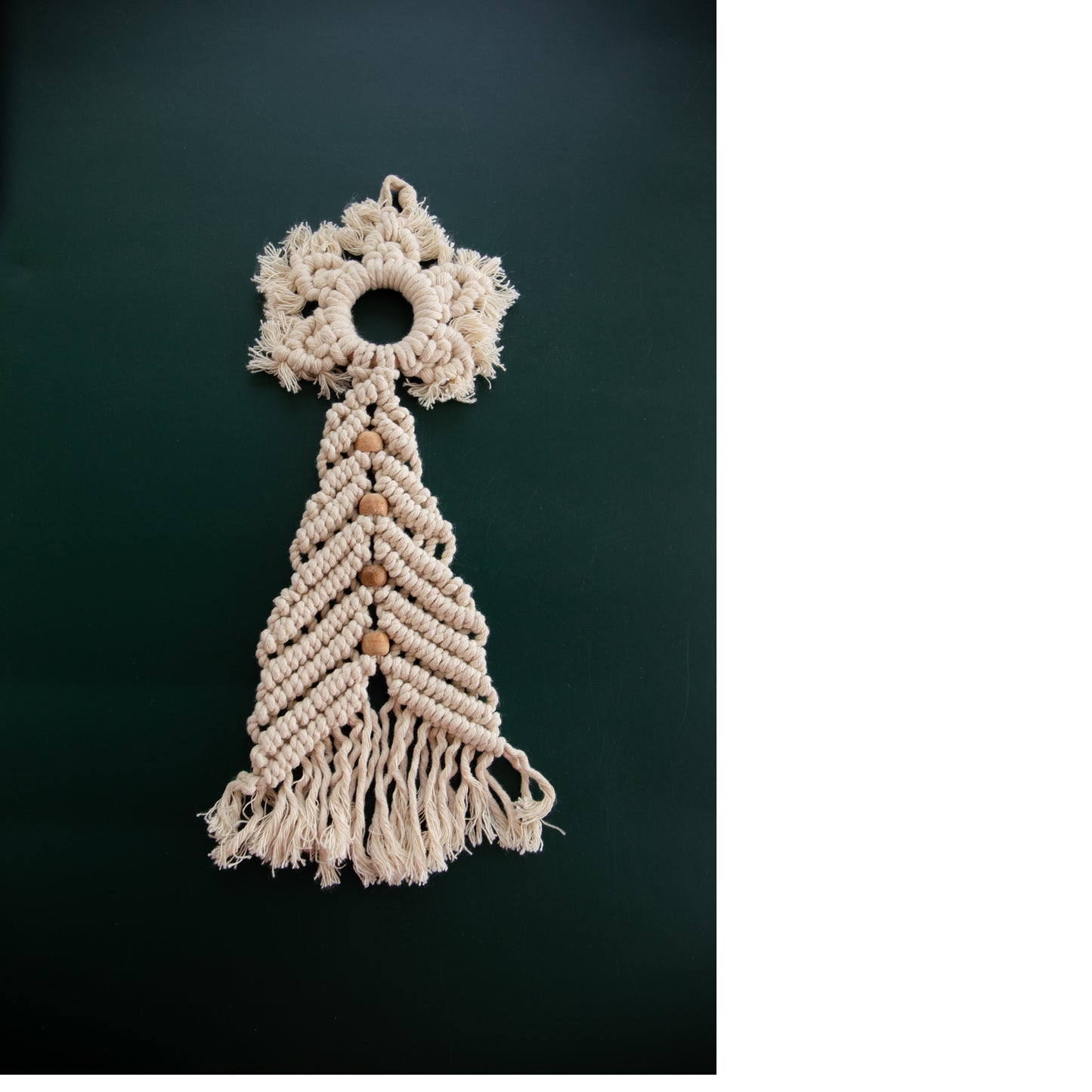 Christmas Tree Ornament in Macrame - Tree Topper Star (White)