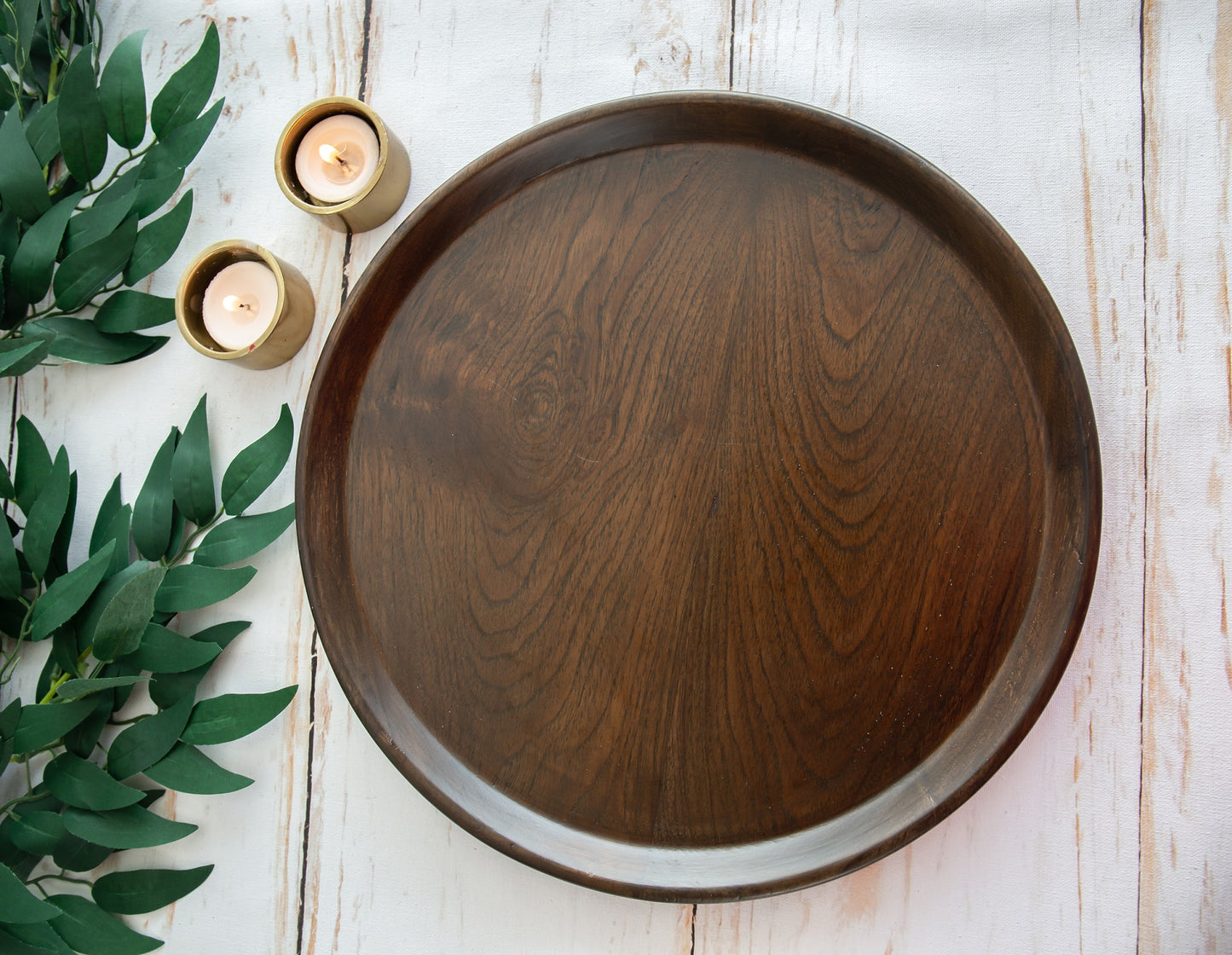 Round Teakwood Tray