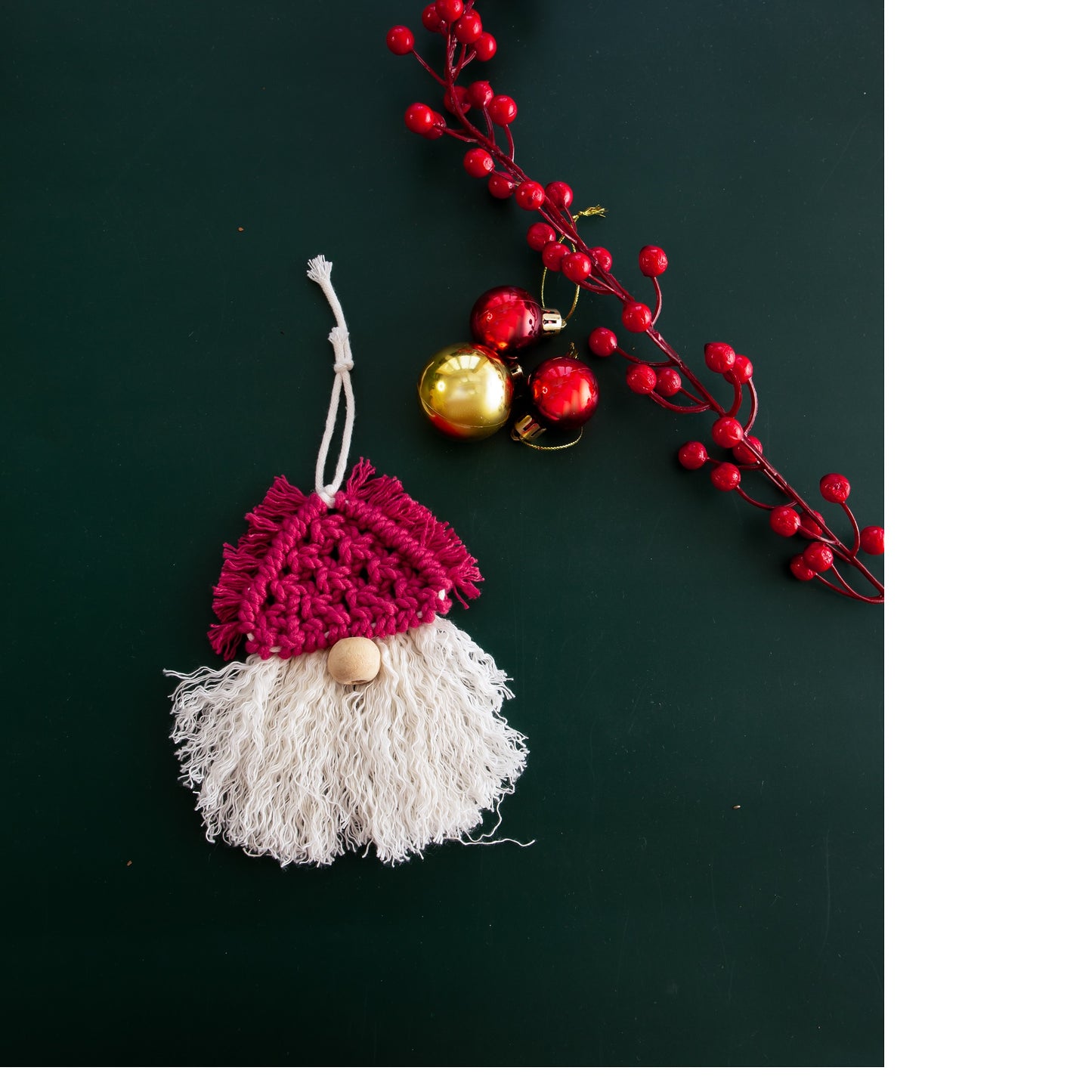Christmas Tree Ornament in Macrame - Gnome