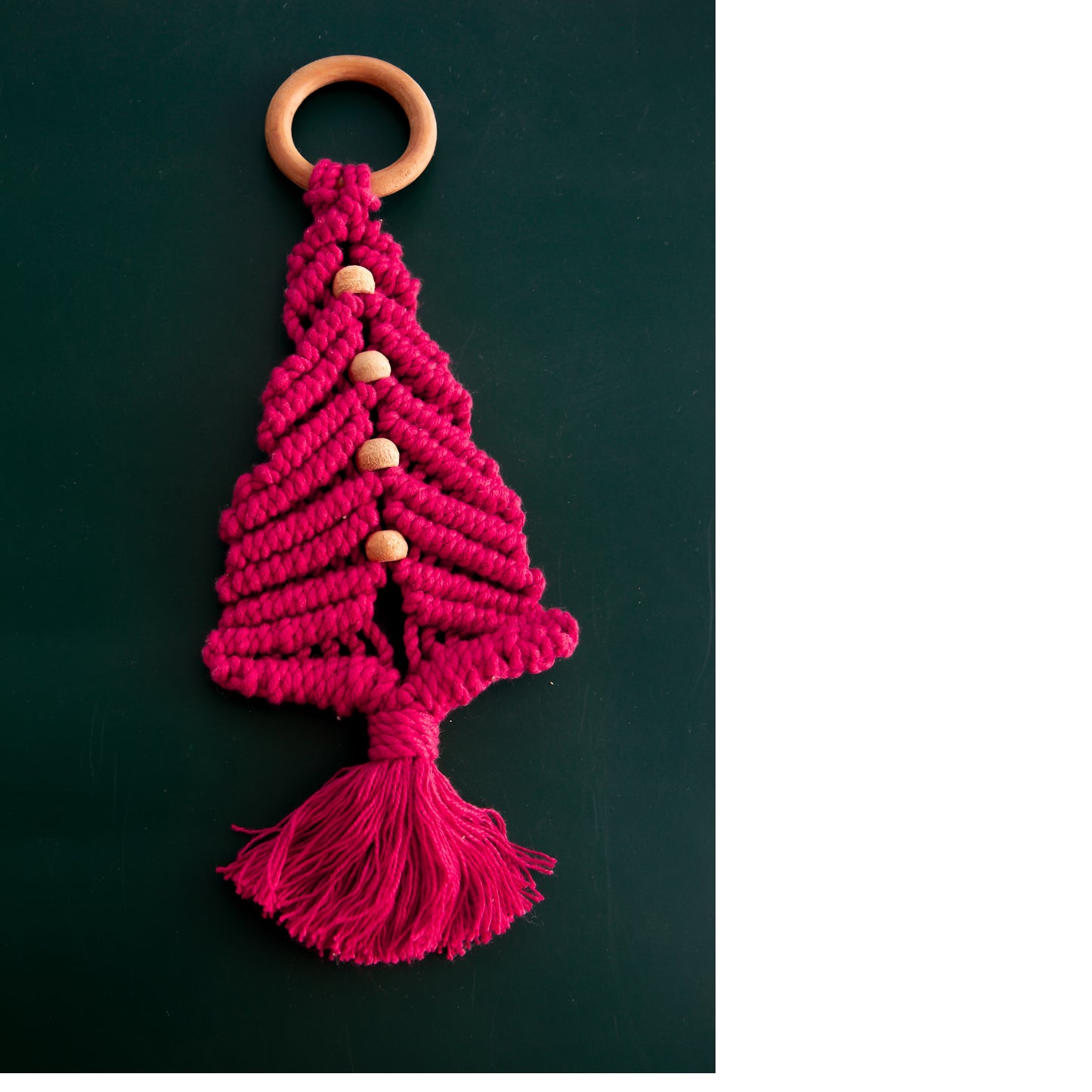 Christmas Tree Ornaments in Macrame - Set of 4 (in Red) with Gift Bag