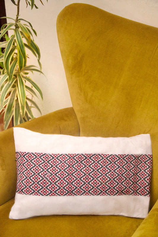 Ahom Handwoven Cotton Cushion Cover with Tribal Motif