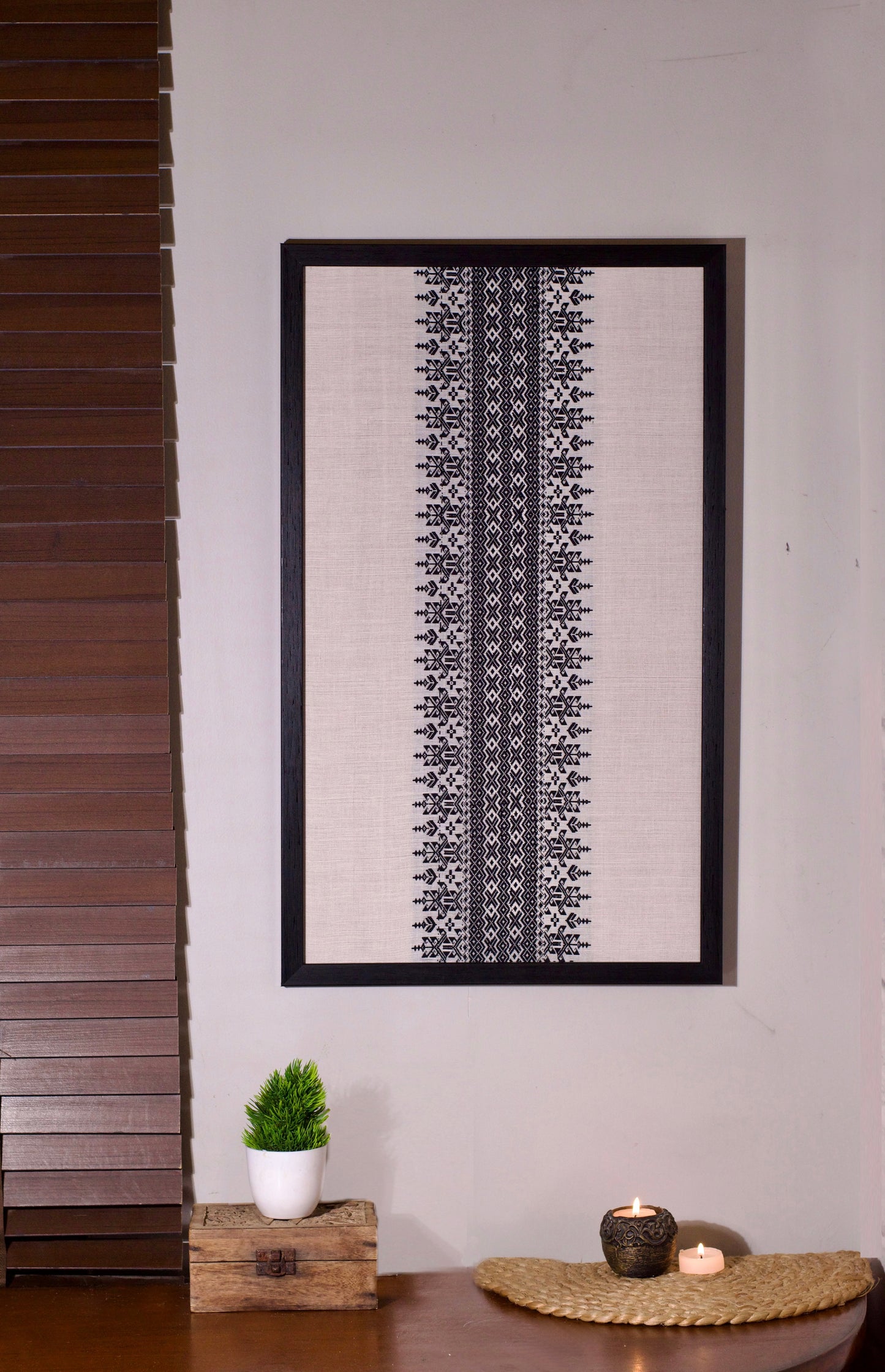 Kachari Handwoven Wall Art from Assam - White