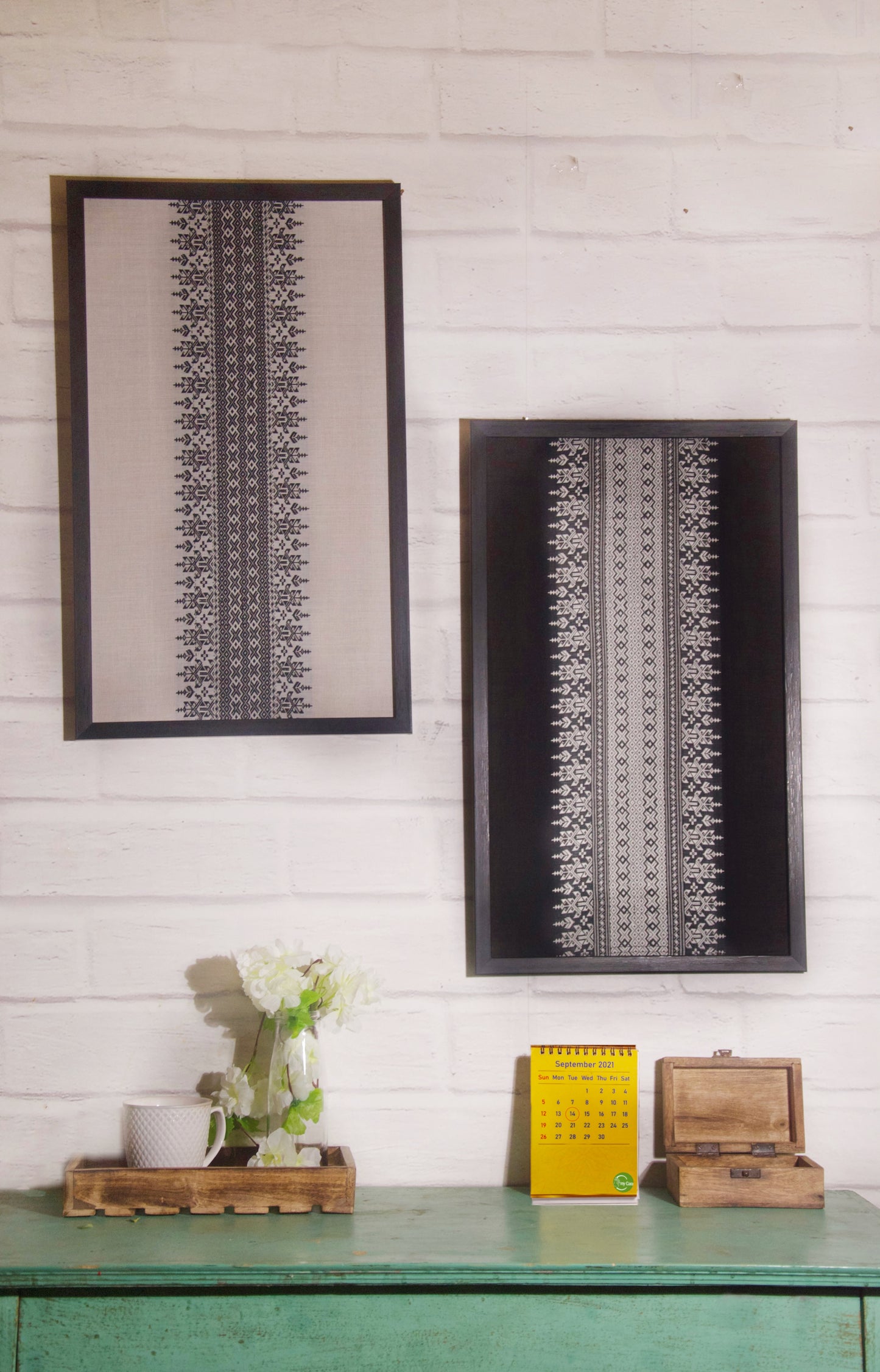 Kachari Handwoven Wall Art from Assam - White