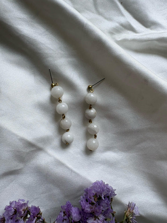 Semi-precious Earrings - White - Naga Jewellery