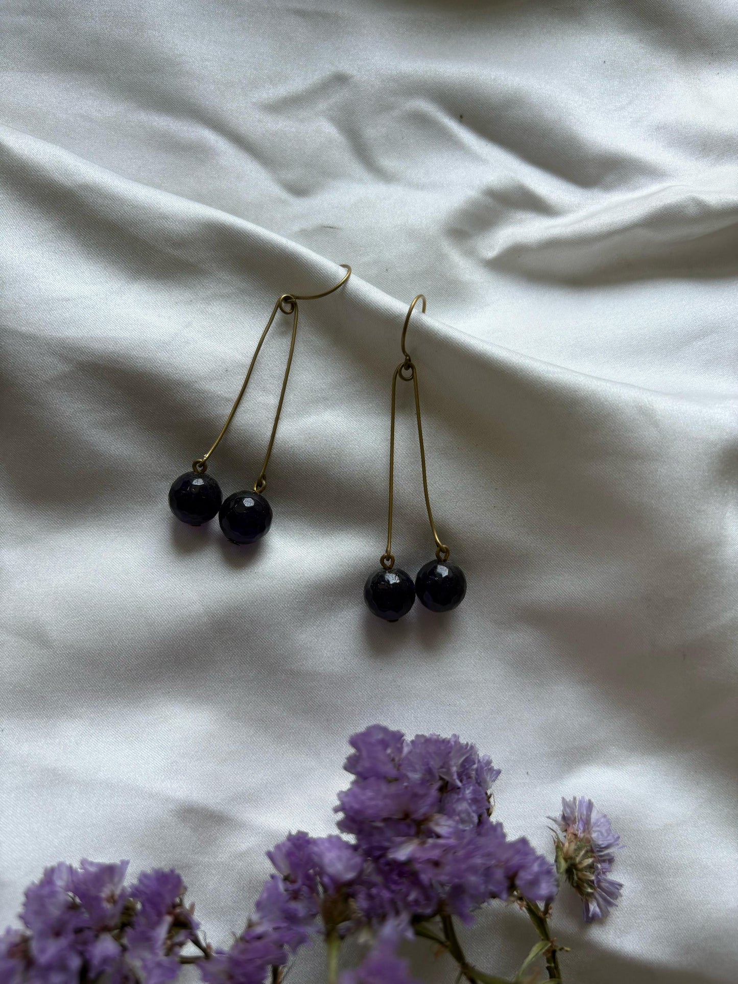 Semi-precious Earrings- Black - Naga Jewellery