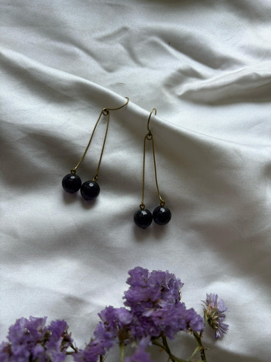 Semi-precious Earrings- Black - Naga Jewellery