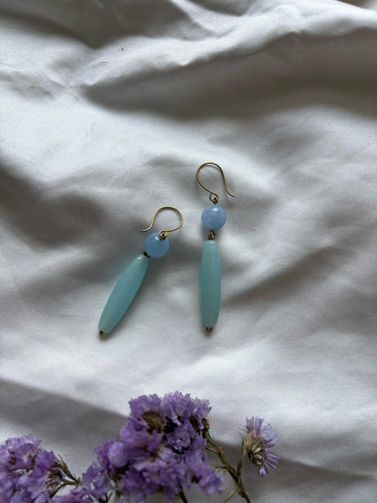 Semi-precious Earrings - Blue - Naga Jewellery