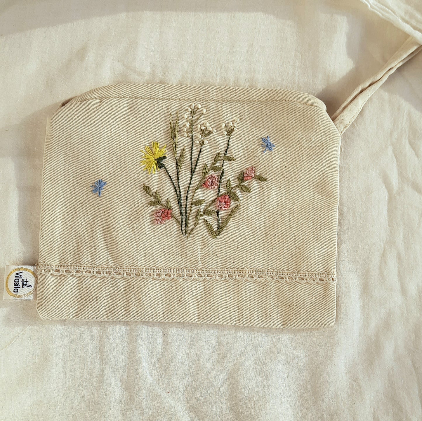 Studio VilaSita - Wildflower Bouquet Hand-embroidered Utility Pouch