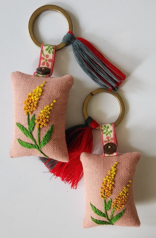 Ikali - Orange Yellow - Hand-embroidered Keychain