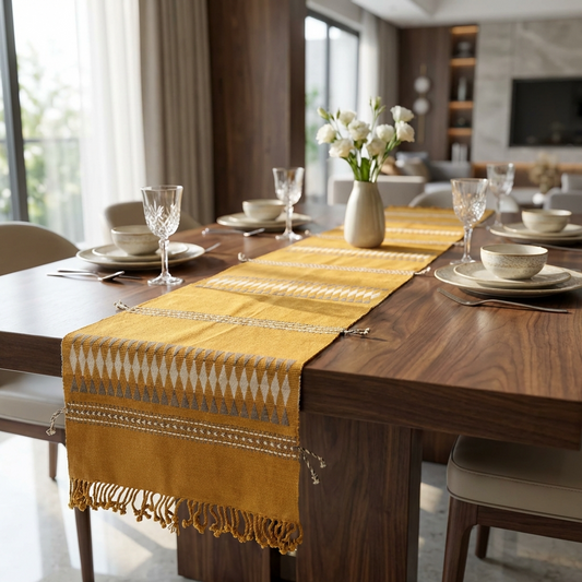 Chizami Weaves - Loin Loom Handwoven Table Runner in Golden Yellow