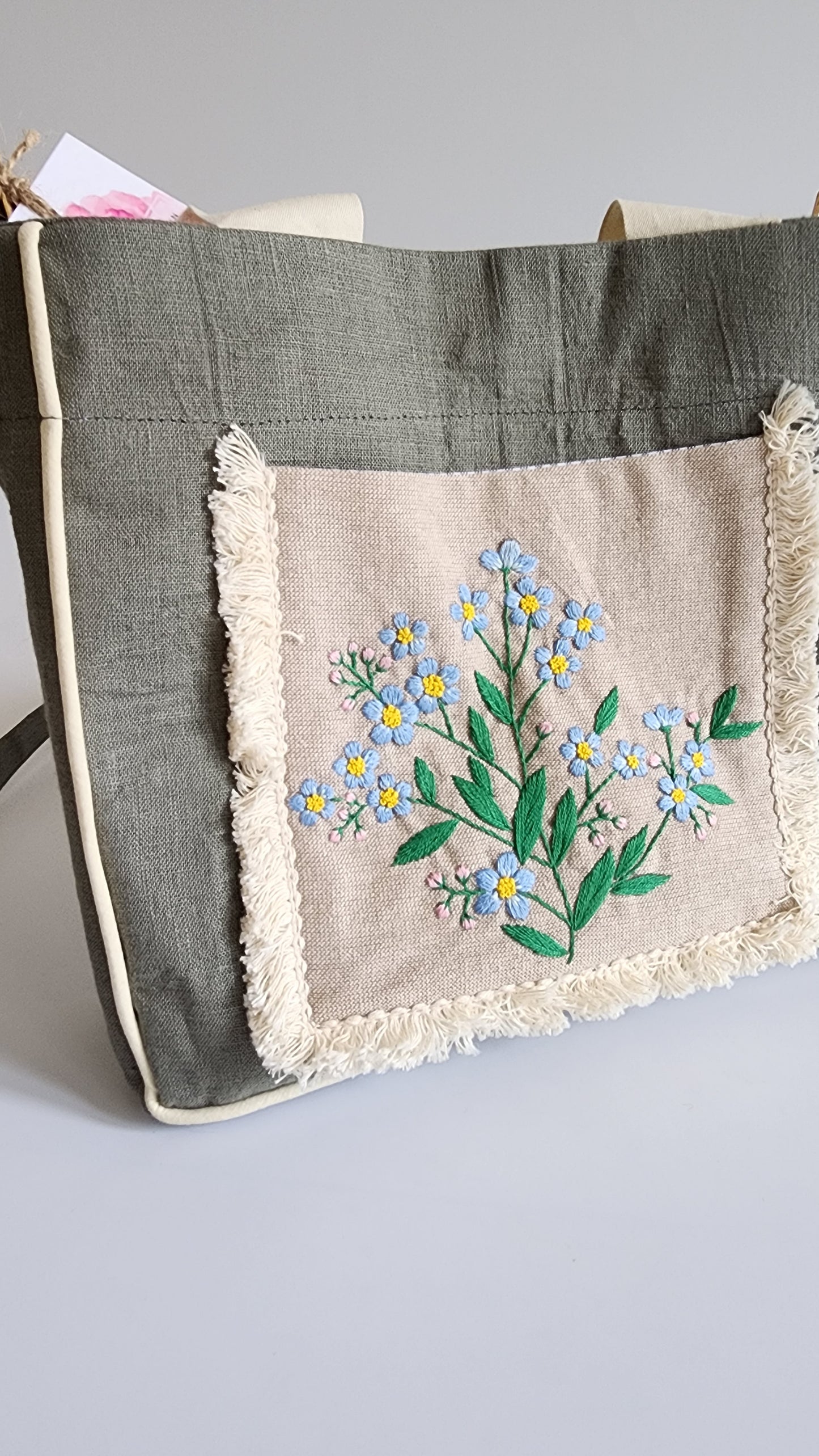 Ikali - Forget Me Not - Hand-embroidered Kumstu bo Bag