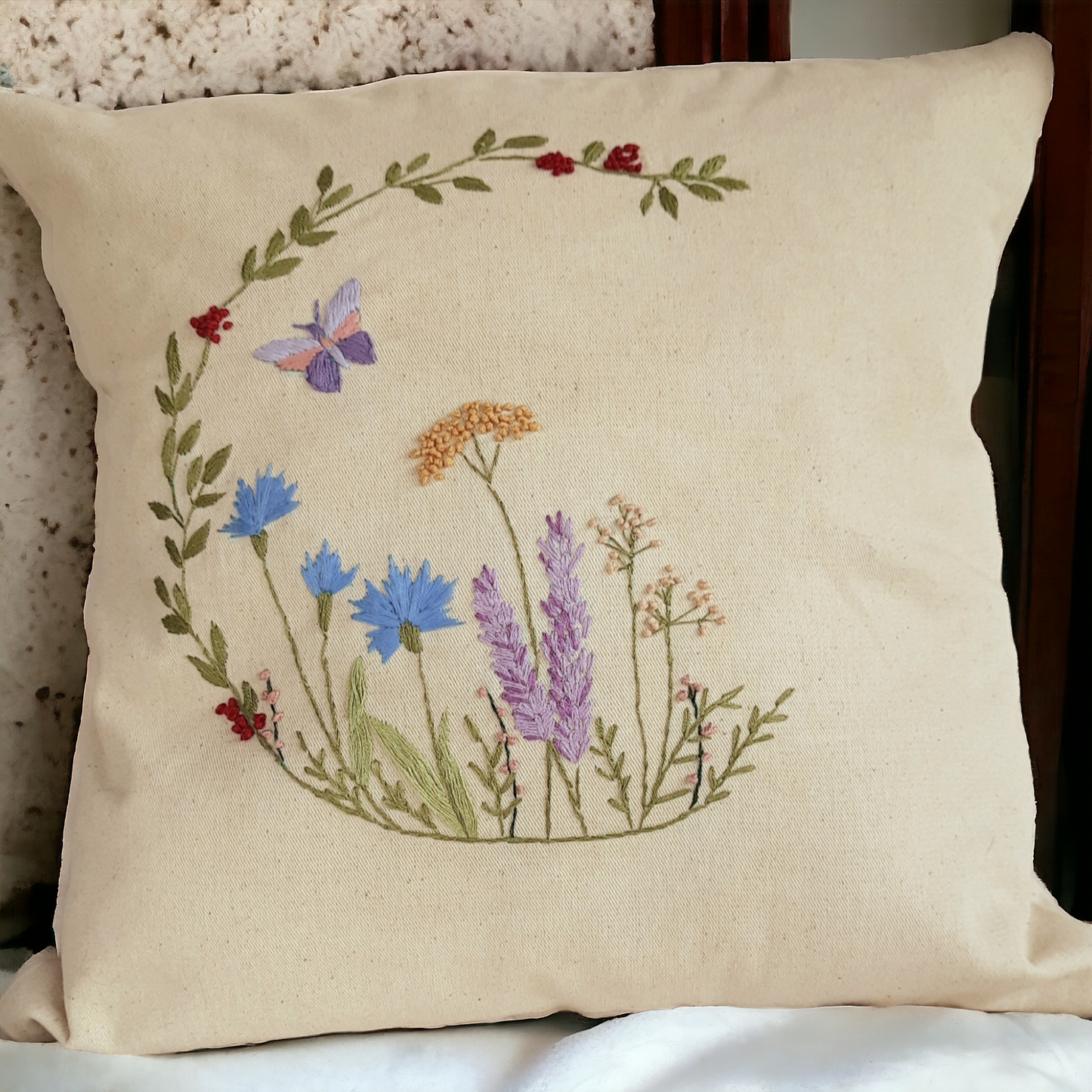 Studio VilaSita - Hedgegrow - Embroidered Cushion Cover (Set of 1)