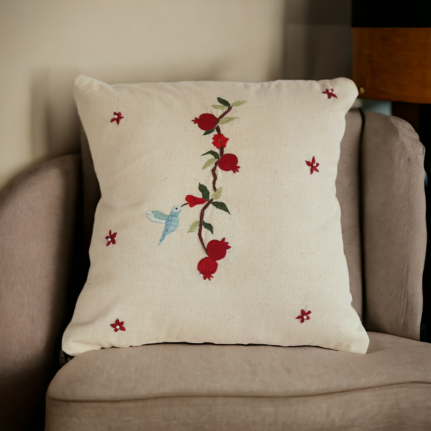 Studio VilaSita - Pomegranate - Embroidered Cushion Cover (Set of 1)