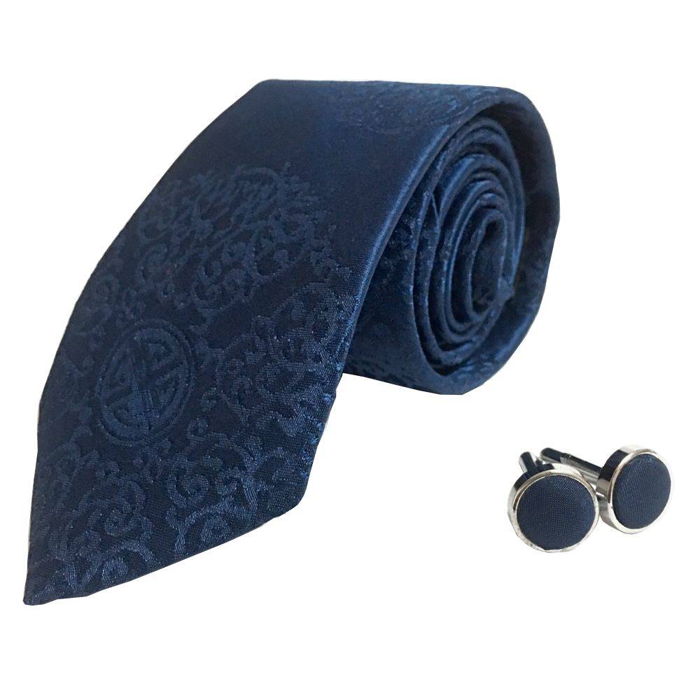 Himalayan Knot - Blue Ceremony Paisley Tie and Cufflinks. Unique and handmade. Silk