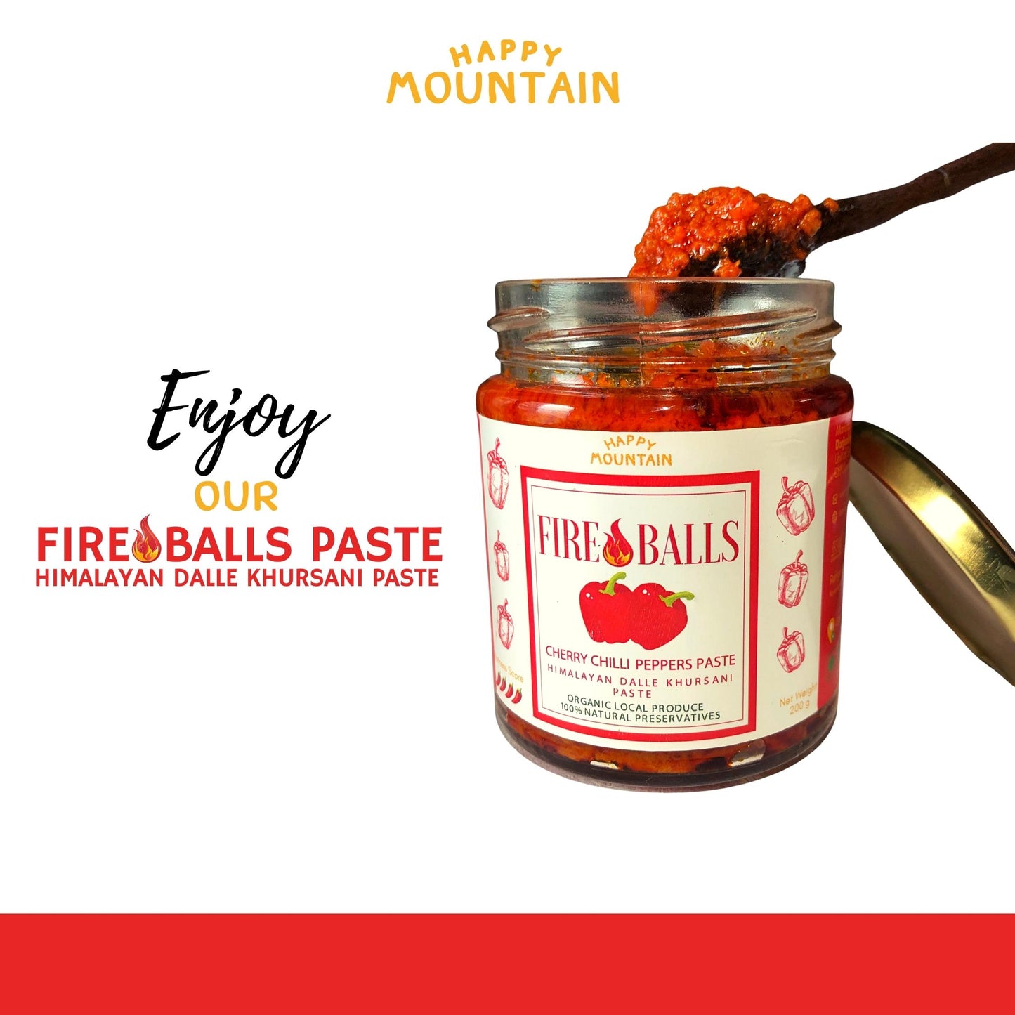 Fireballs Cherry Chilli Peppers (Dalle) Paste - Happy Mountain