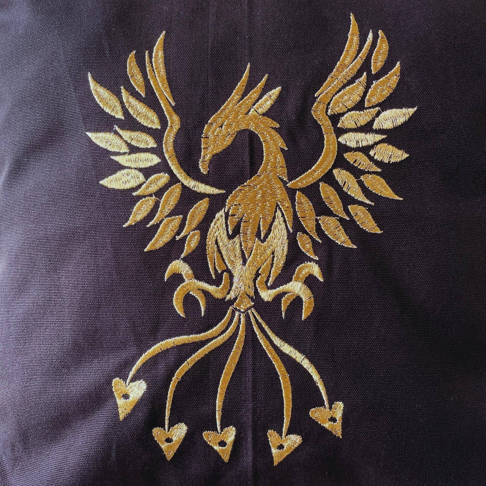 Magnificent Phoenix Embroidered Canvas Tote - CloseUo