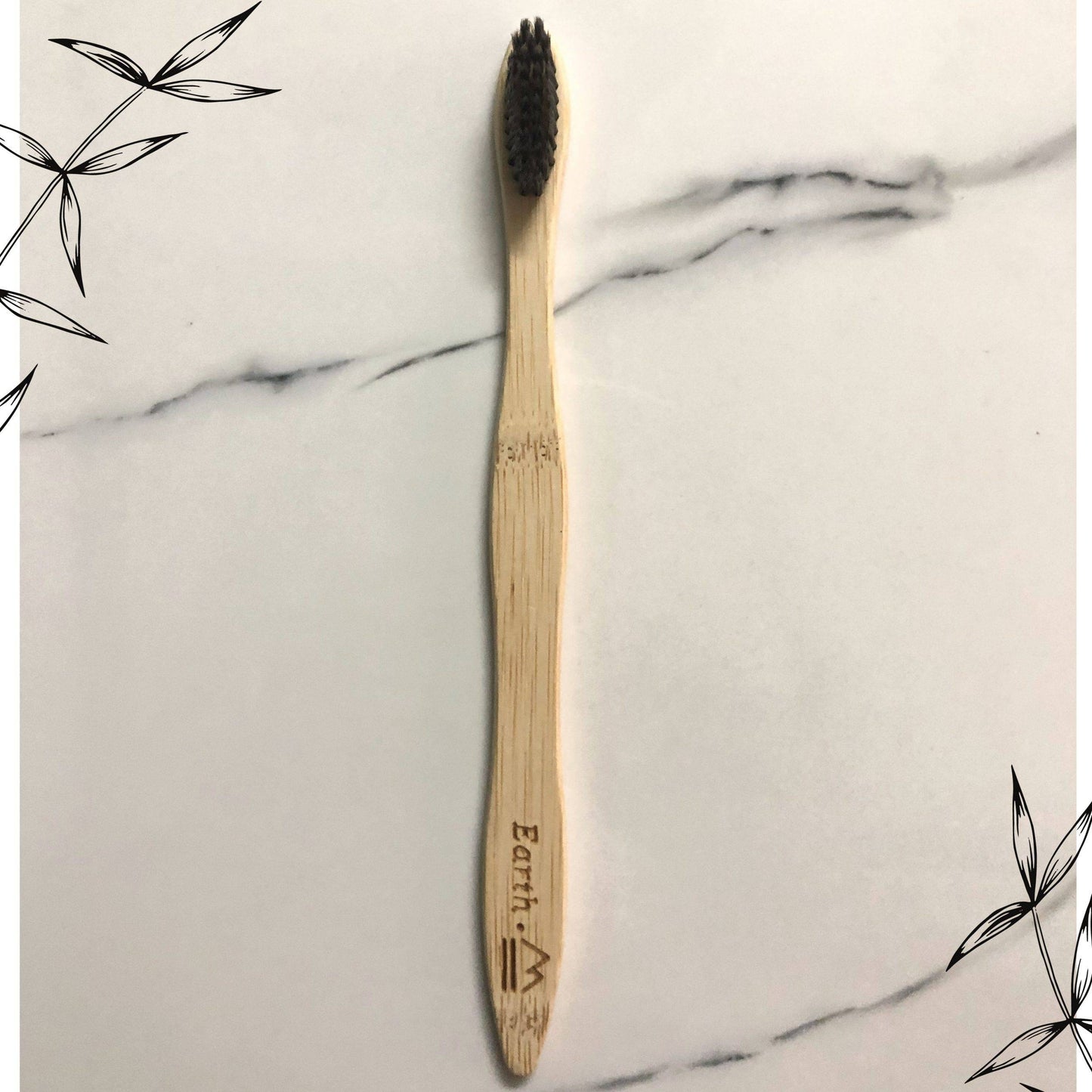 100% Biodegradable Bamboo Toothbrush with Soft Charcoal-activated Bristles - For Adults