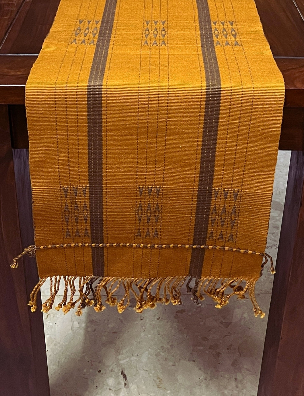 Chizami Weaves - Loin Loom Handwoven Table Set: Runner & 6 Table Mats in Golden Mustard