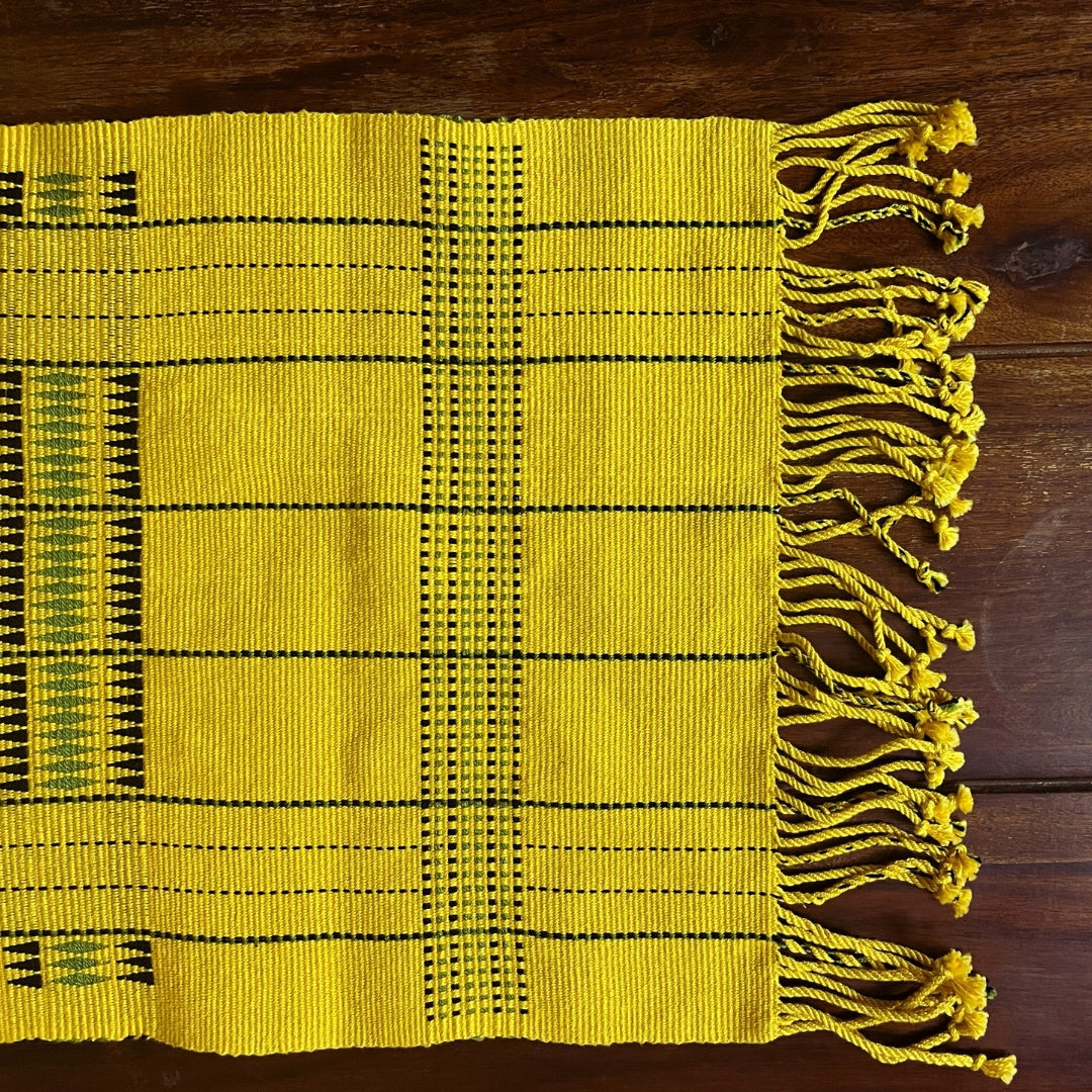 Chizami Weaves - Loin Loom Handwoven Table Runner in Lime Yellow