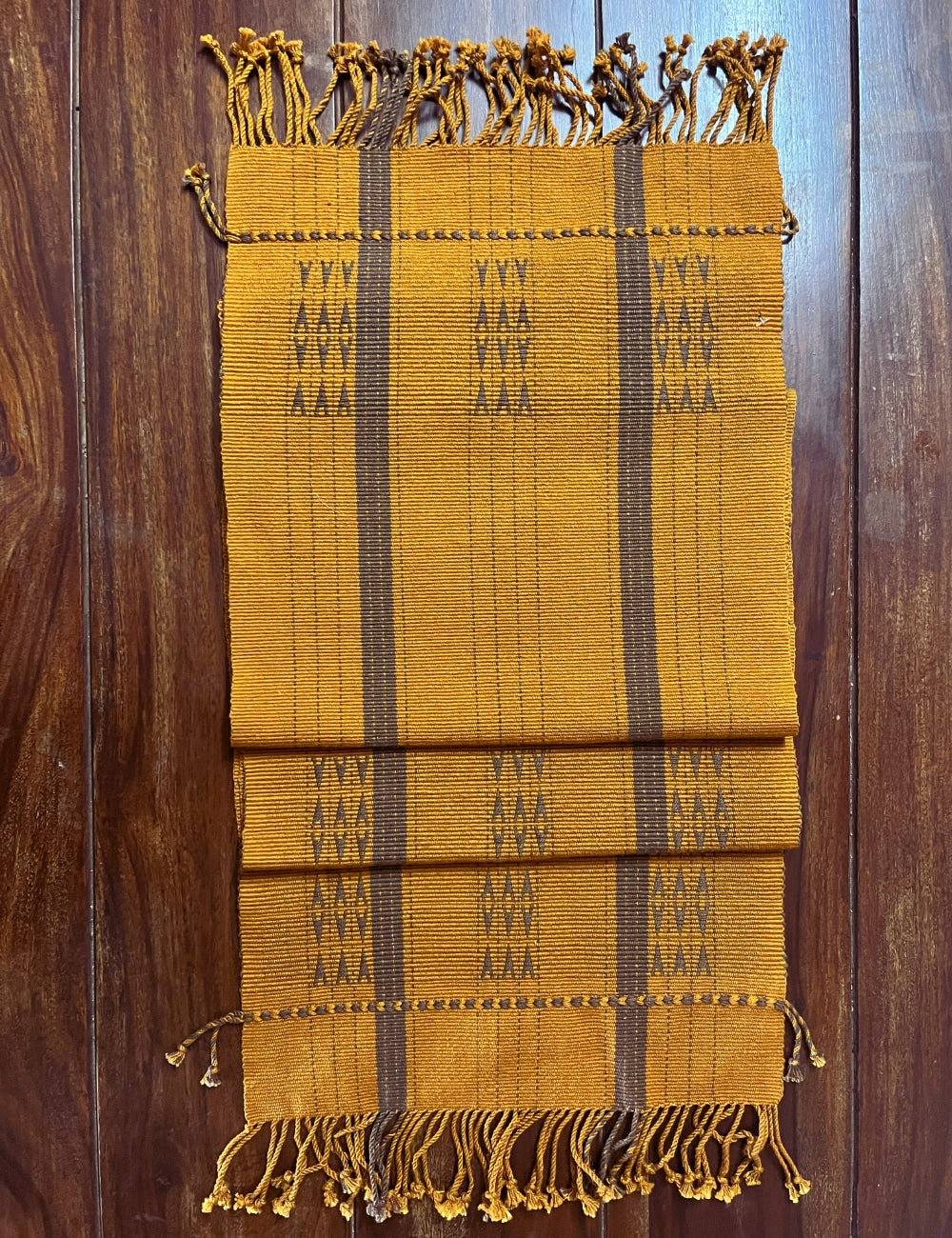 Chizami Weaves - Loin Loom Handwoven Table Set: Runner & 6 Table Mats in Golden Mustard