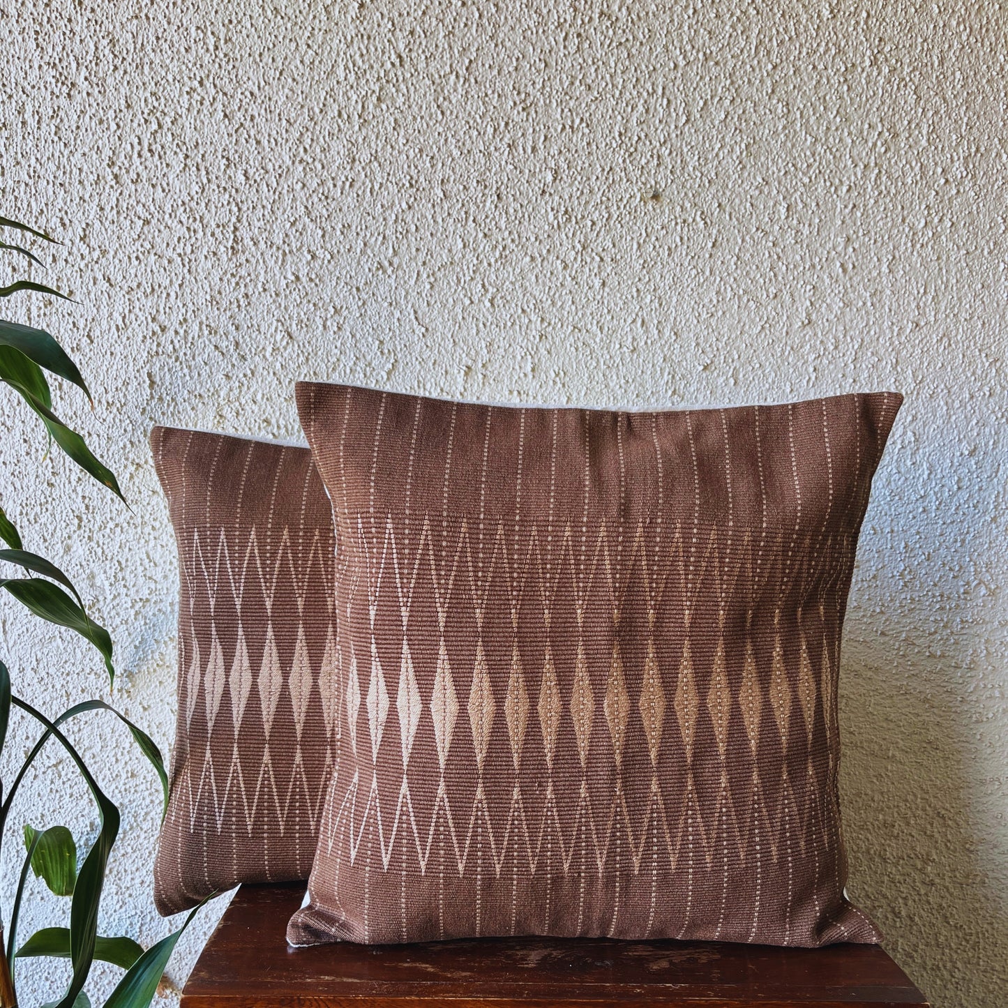 Chizami Weaves - Loin Loom Handwoven Cushion Cover Set in Brown (Set of 2)