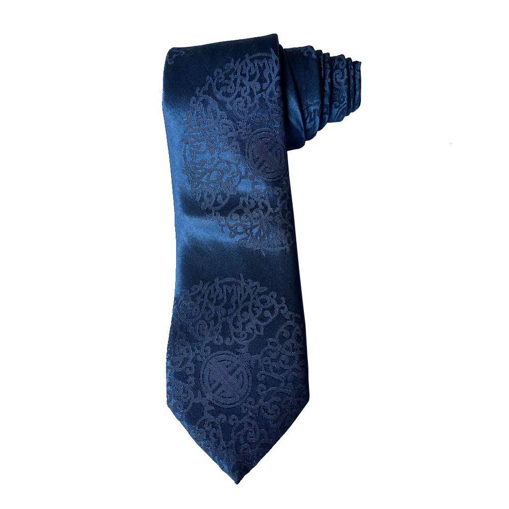 Himalayan Knot - Blue Ceremony Paisley Tie and Cufflinks. Unique and handmade. Silk rolled