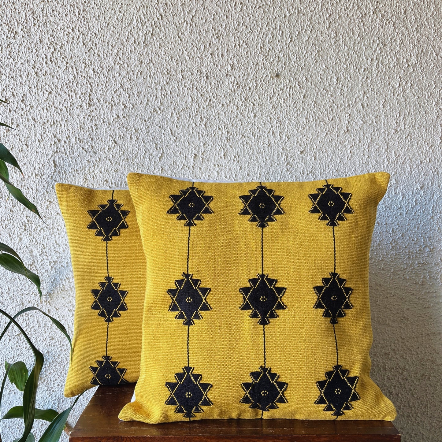 Chizami Weaves - Loin Loom Handwoven Cushion Cover Set in Mustard Yellow (Set of 2)