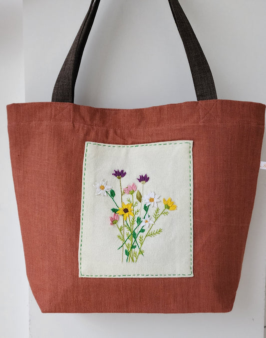 Ikali - 3D Flower Bouquet - Hand-embroidered Tote
