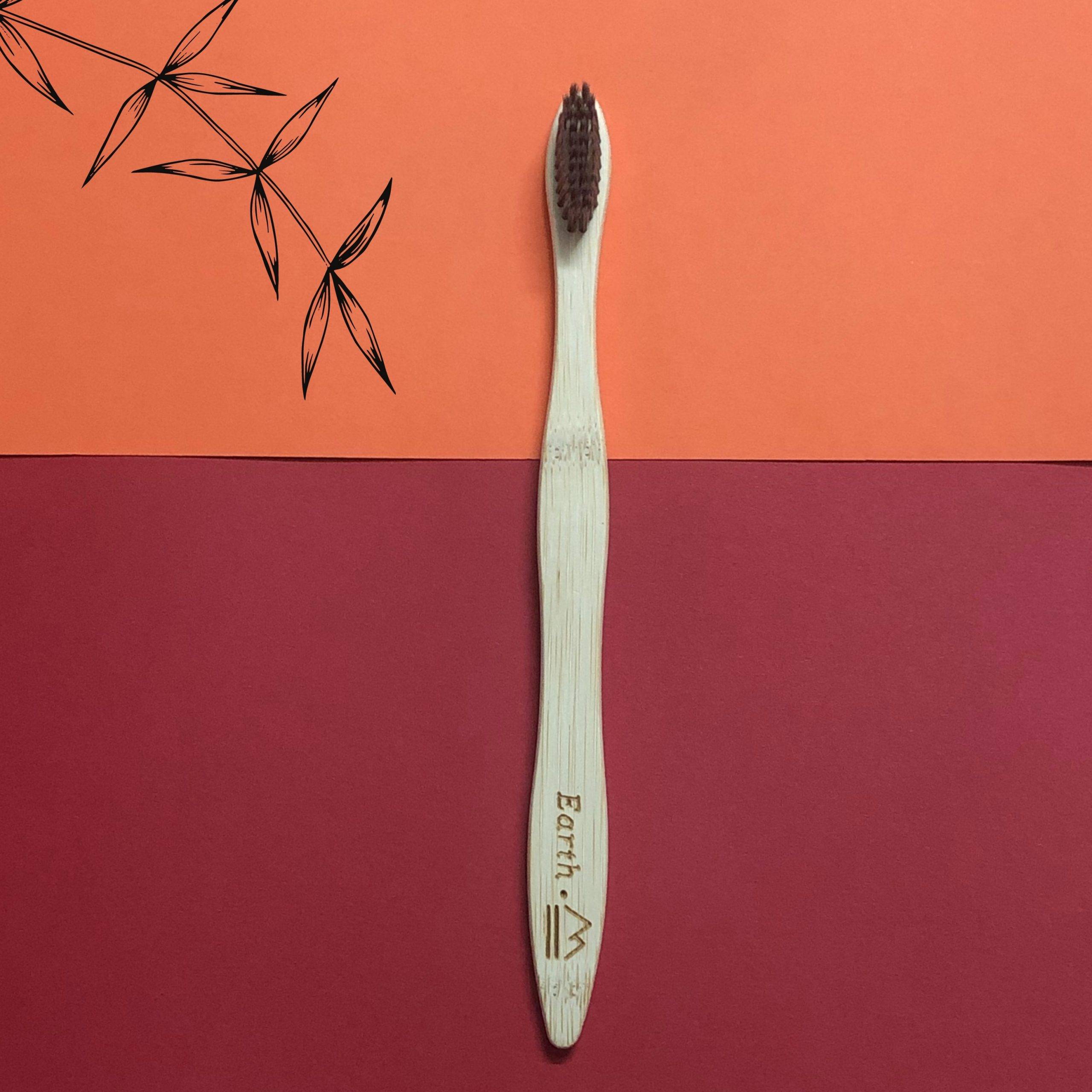 100% Biodegradable Bamboo Toothbrush with Soft Charcoal-activated Bristles (Single) - For Adults