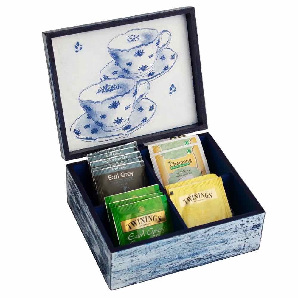 Krafty Koala handmade Tea Box Lid Open with tea bags
