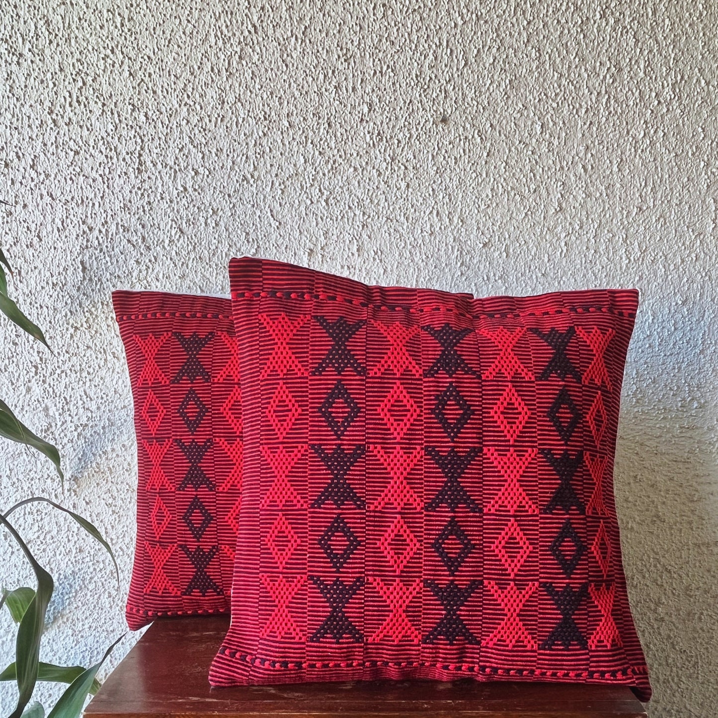 Chizami Weaves - Loin Loom Handwoven Cushion Cover Set in Red (Set of 4)