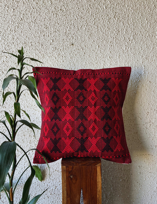 Chizami Weaves - Loin Loom Handwoven Cushion Cover Set in Red (Set of 4)